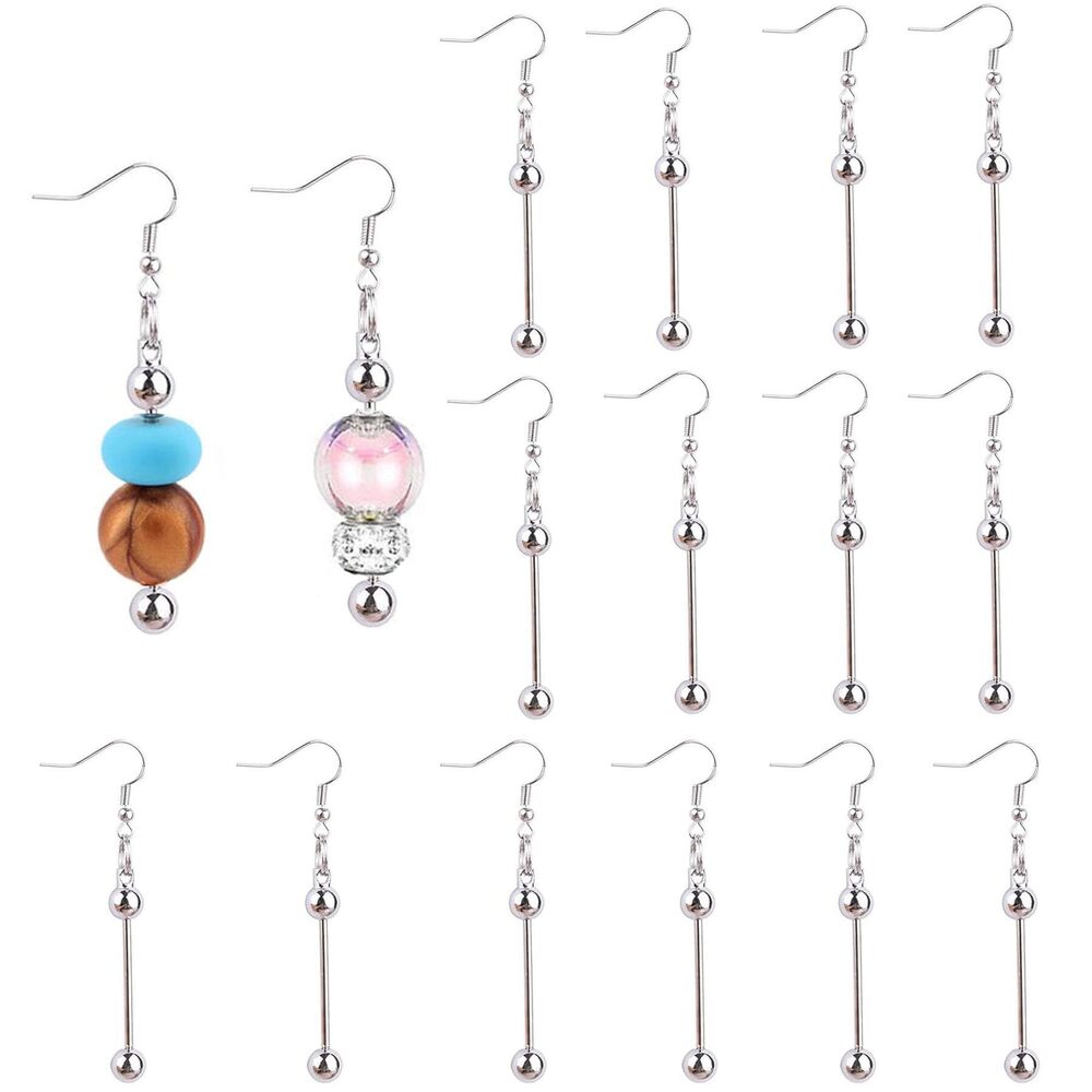 9852 14 Packs Beadable Earring Metal Pendant Charms with Blank Bar Earrings